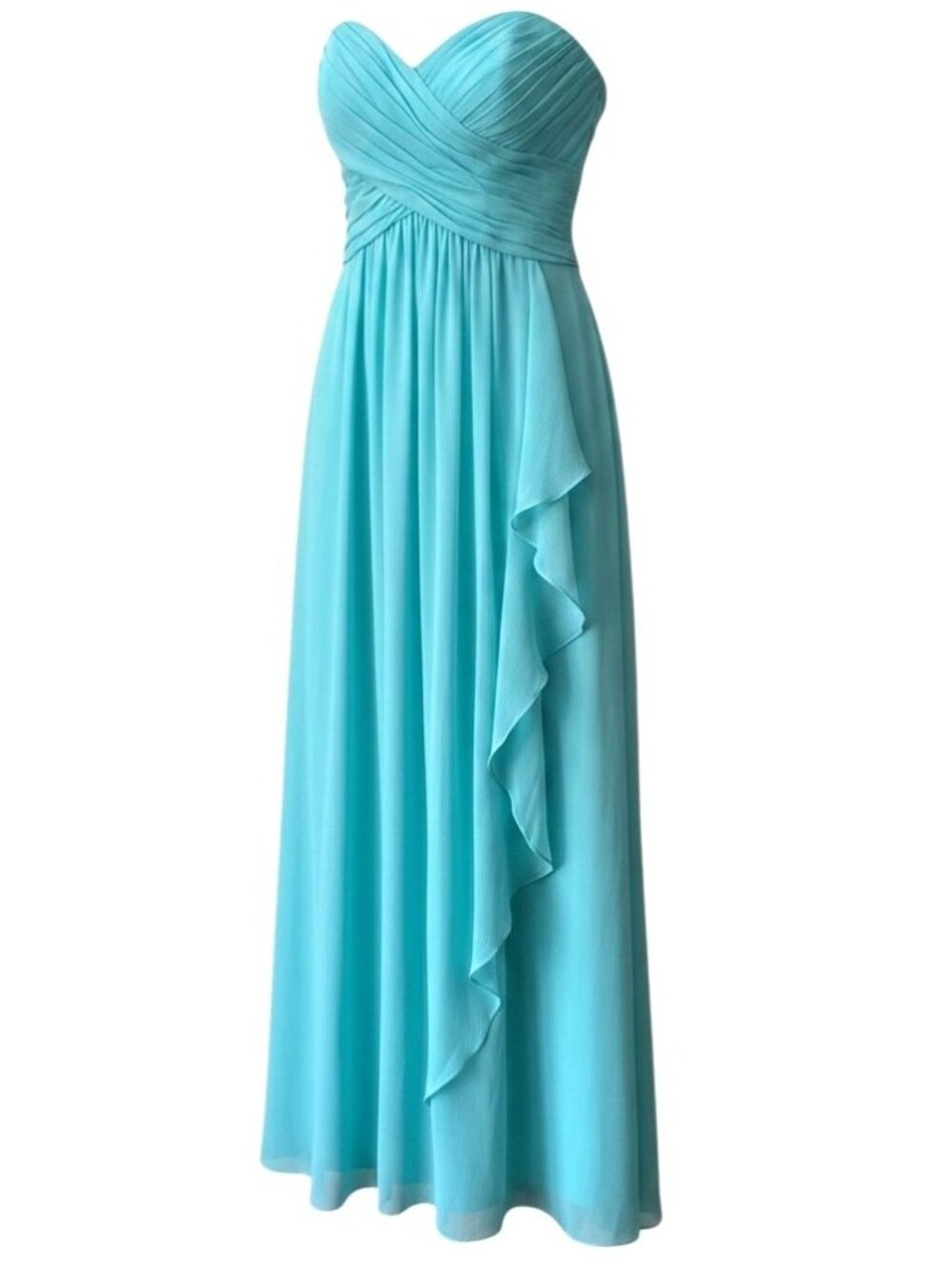 Strapless Teal Chiffon Gown By David's Bridal Size 6